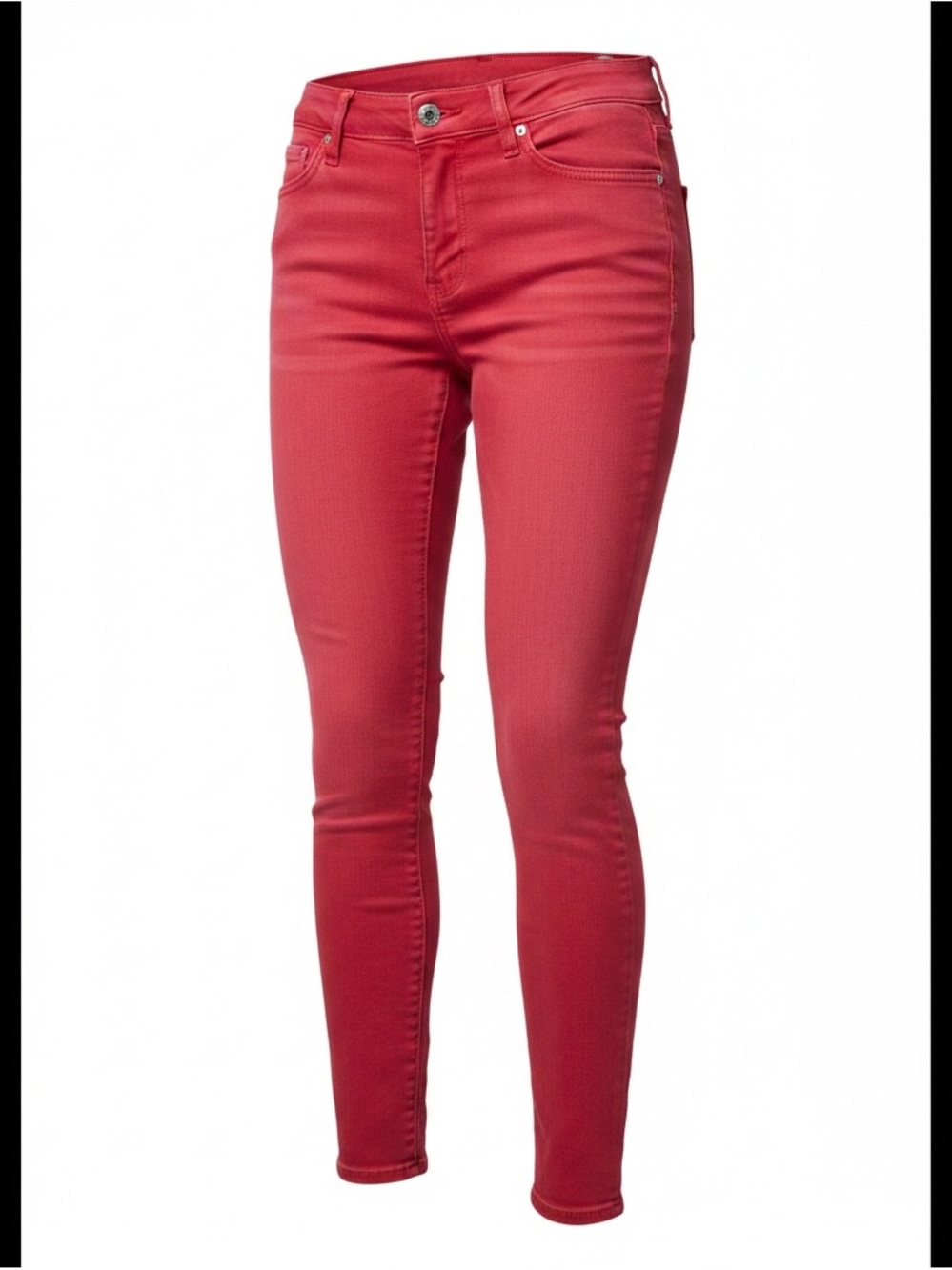 7 For All Mankind Coral-Red Skinny Jeans